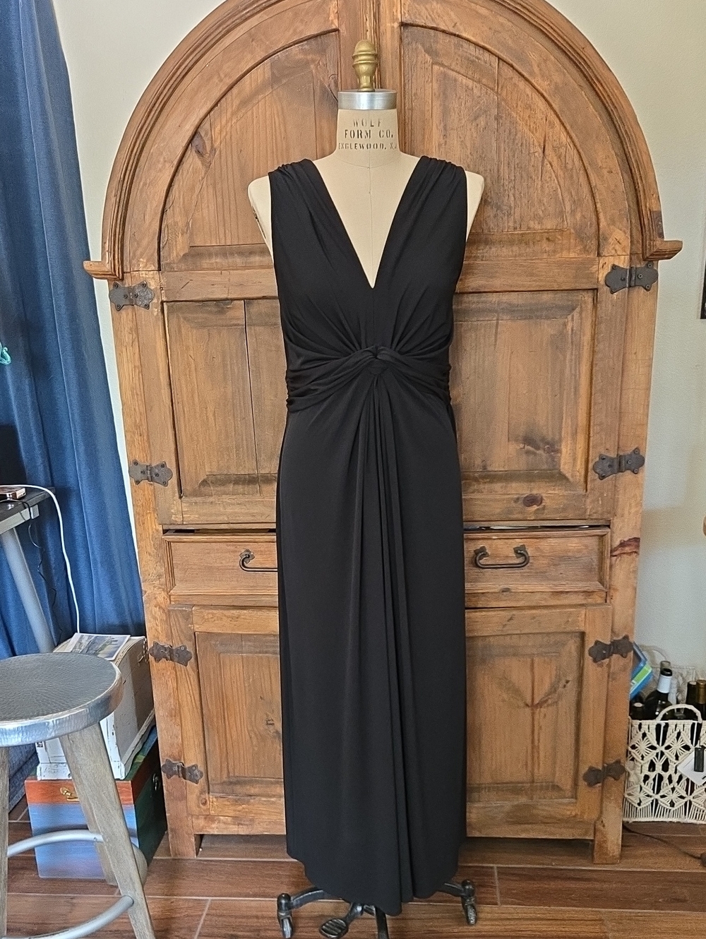 Lane Bryant Black V-Neck Knot-Front Maxi Dress